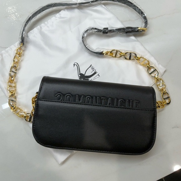 Designer INSPIRED Black Leather Shoulder Bag - Picture 6 of 8